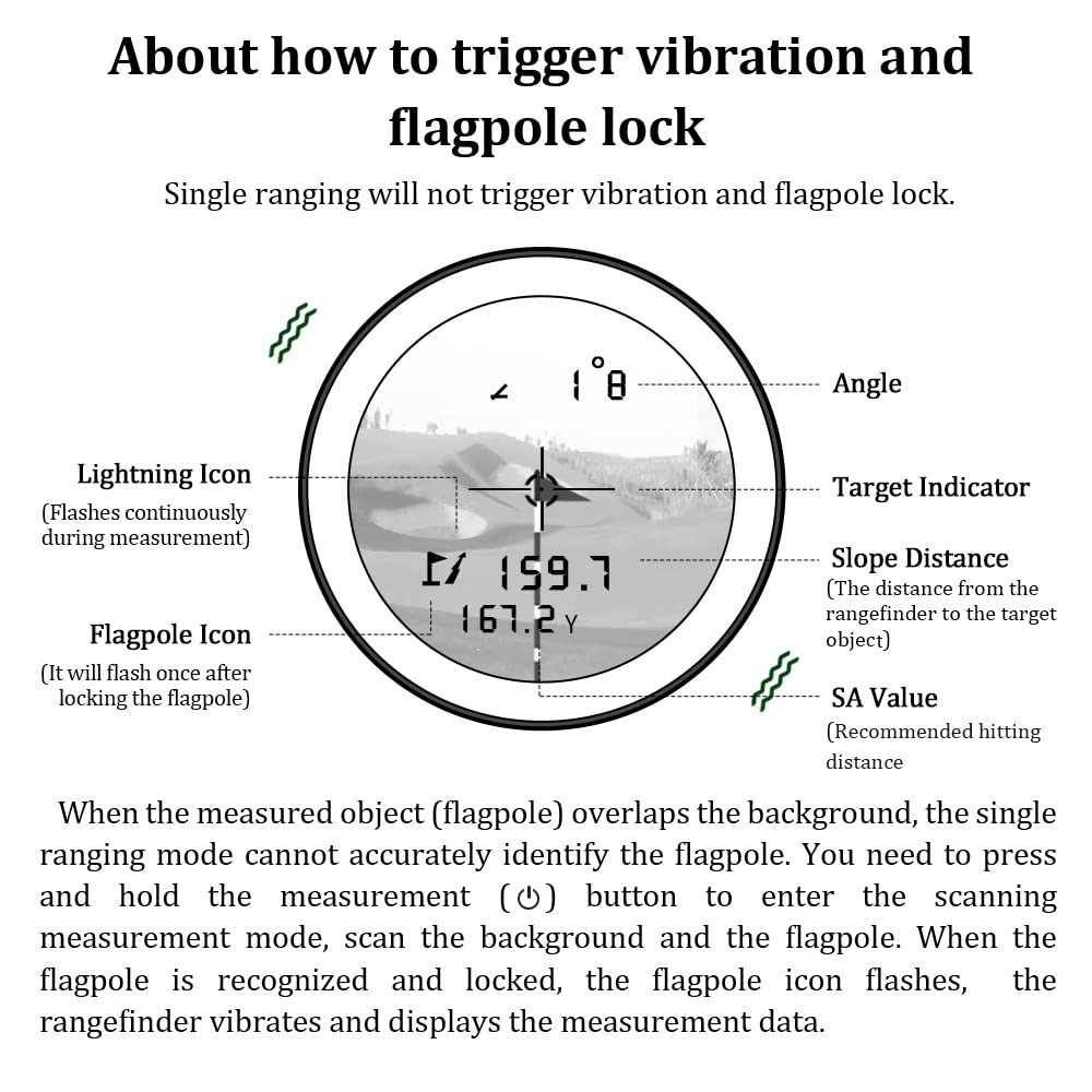 instruction on how to trigger vibration on golf rangefinders