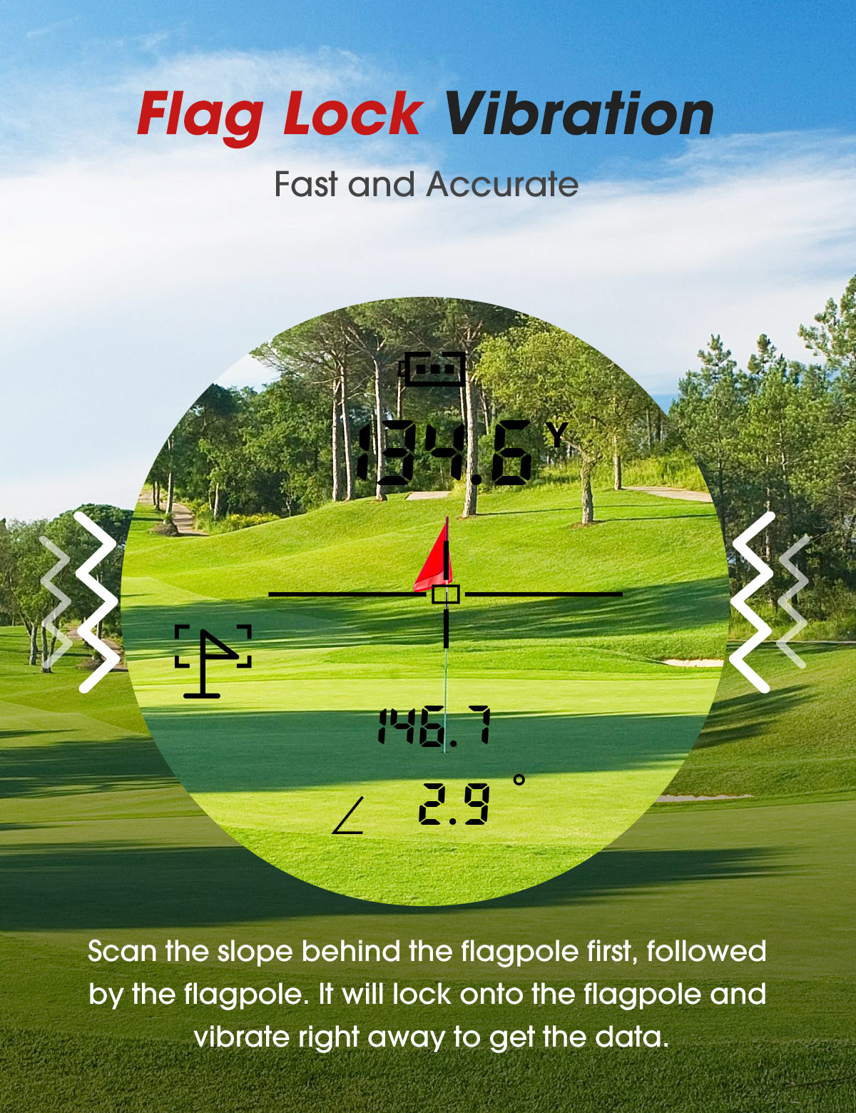 N5-1200 BIRDIEPULSE Golf Rangefinder with Slope & Magnet，1300 Yards Range Finder for Golf，Flag Locking Vibration，6-6.5X Magnification & HD LCD，Rechargeable Golf Range Finder