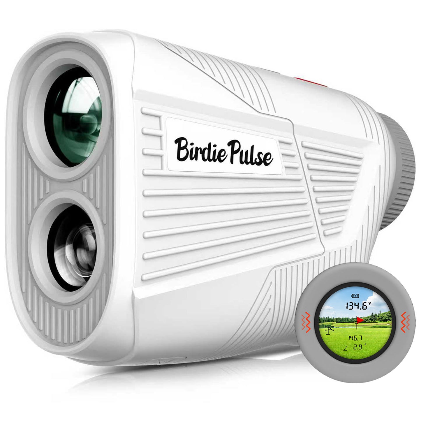 N5-1200 BIRDIEPULSE Golf Rangefinder with Slope & Magnet，1300 Yards Range Finder for Golf，Flag Locking Vibration，6-6.5X Magnification & HD LCD，Rechargeable Golf Range Finder