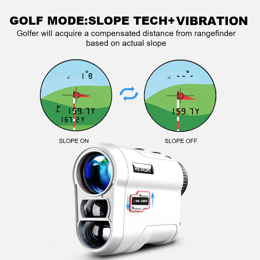 demo on how to turn on/off slope, lock flag hole and trigger vibration using golf rangefinder